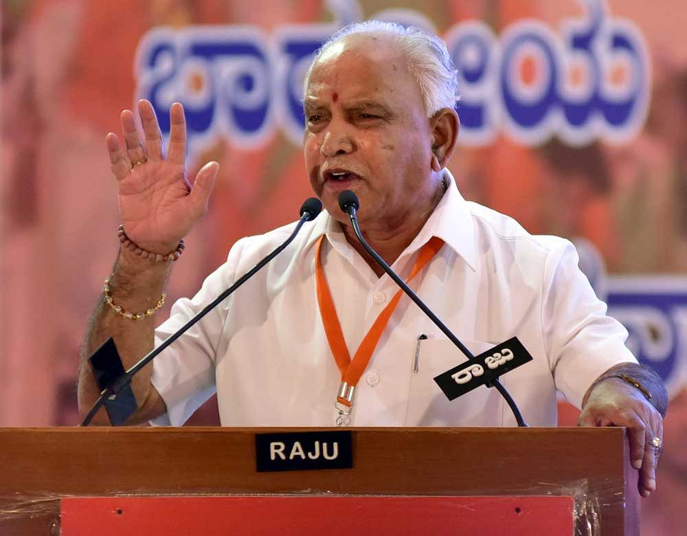 BS Yeddyurappa's son BY Raghavendra, who has already started campaigning in Varuna, is yet to be named in any of the lists. DH Photo