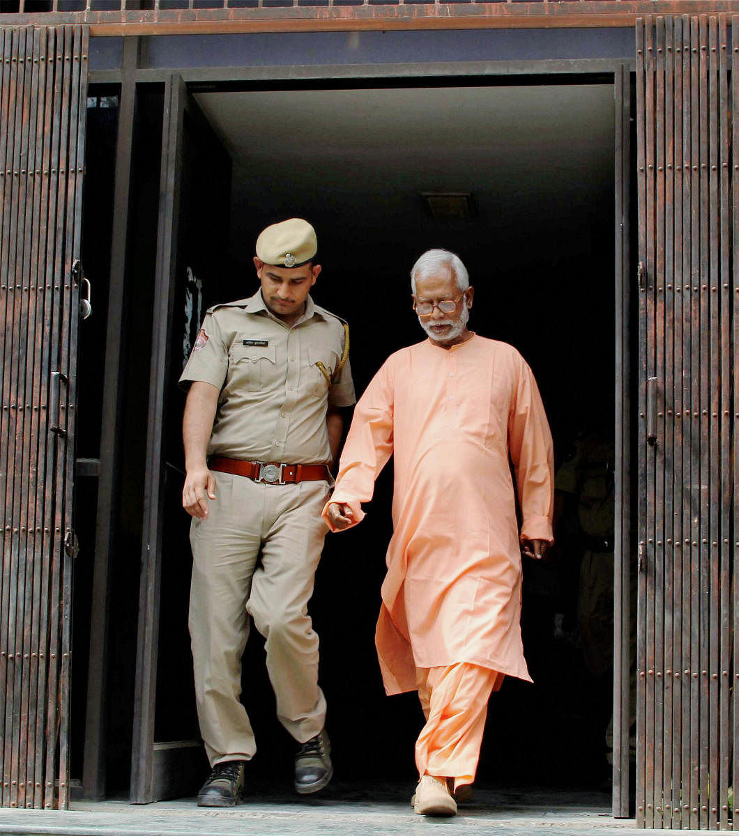 File photo of Mecca Masjid blast accused Swami Aseemanand who was acquitted by a special NIA court in Hyderabad on Monday. (PTI Photo)