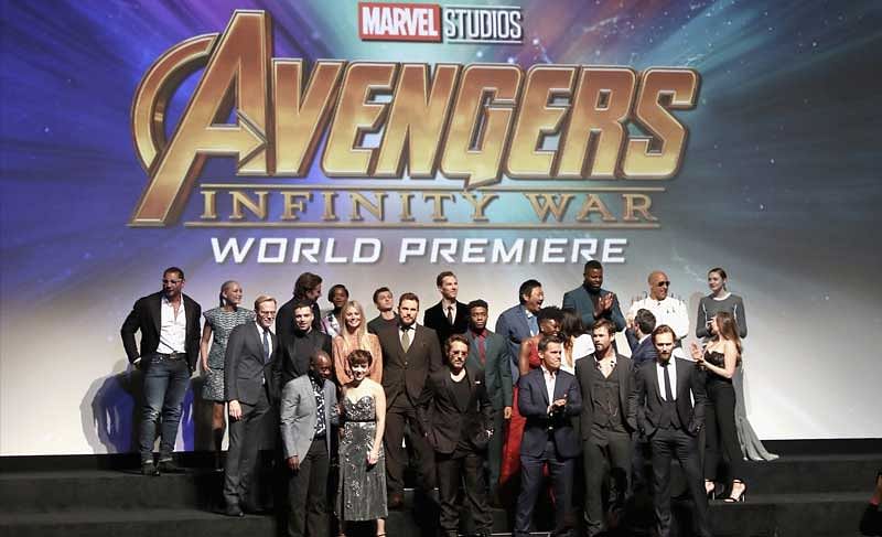 The cast of Avengers Infinity War at last night’s world premiere. Photo via Marvel Studios Twitter. 