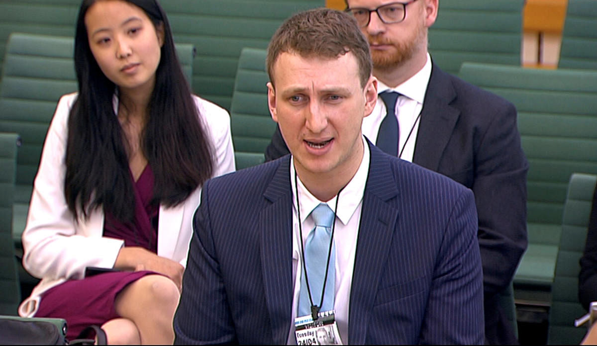 Aleksandr Kogan, a researcher at Cambridge University who created a personality quiz to collect users data on Facebook, gives evidence to Parliament's Digital, Culture, Media and Sport committe in Westminster, London.