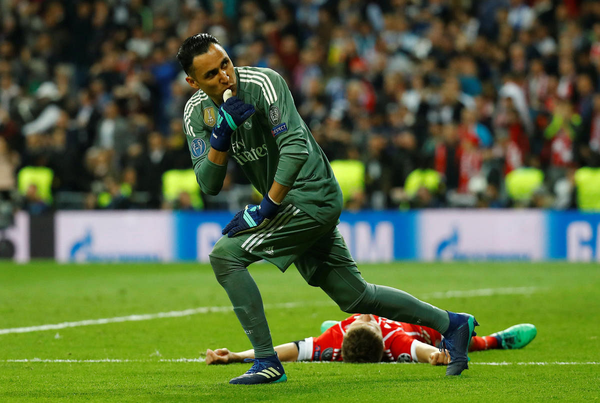 Real Madrid goalkeeper Keylor Navas came in for special praise for producing a series of outstanding saves against Bayern Munich in the second leg. REUTERS