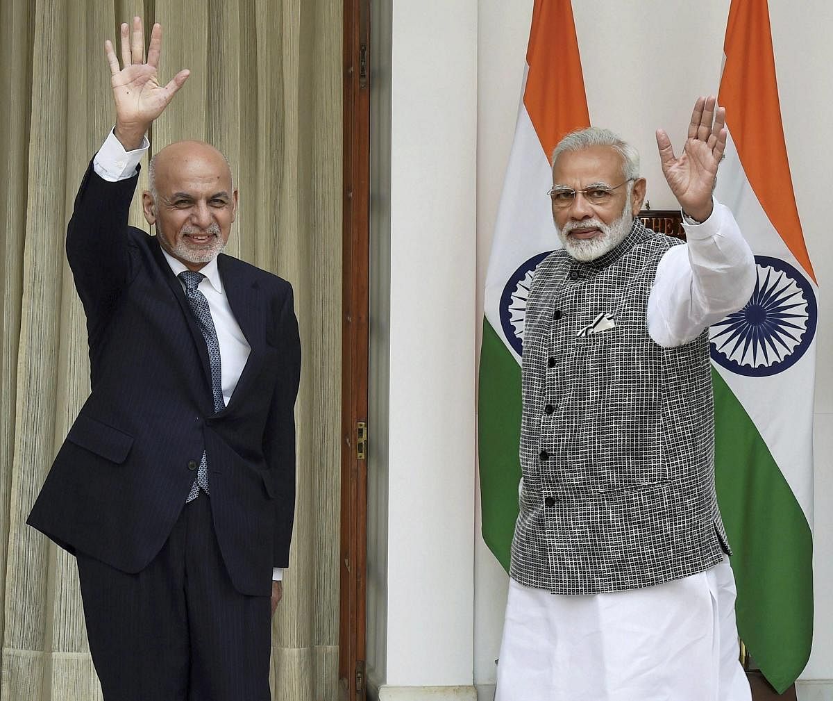 Prime Minister Narendra Modi and the President of the Islamic Republic of Afghanistan, Mohammad Ashraf Ghani
