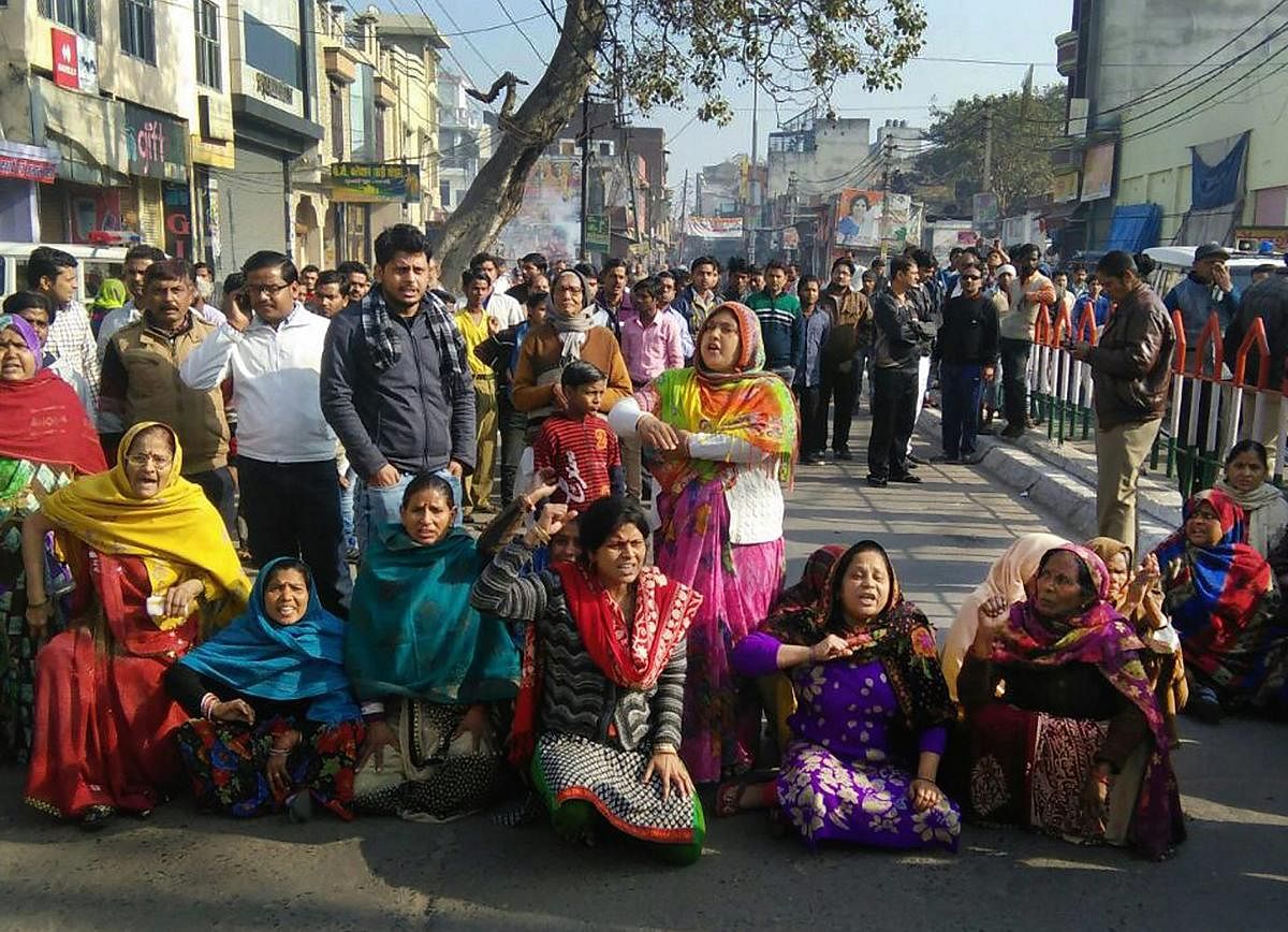 Women during a protest in UP's Saharanpur. PTI/ File photo