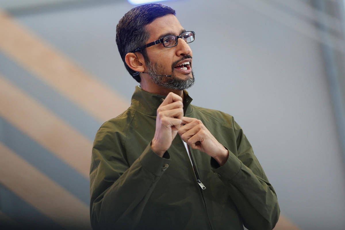 Google CEO Sundar Pichai speaks onstage during the annual Google I/O developers conference in Mountain View, California. REUTERS Photo