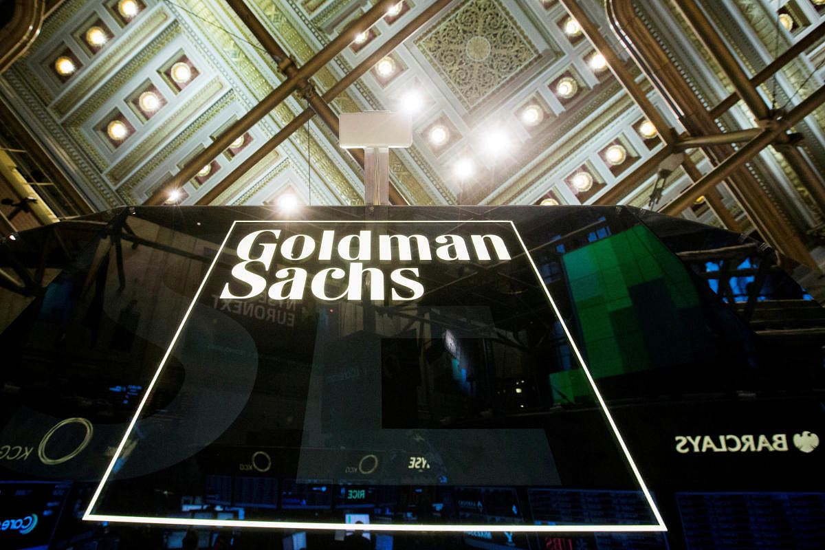 A Goldman Sachs sign is seen above the floor of the New York Stock Exchange shortly after the opening bell in the Manhattan borough of New York. Reuters Photo