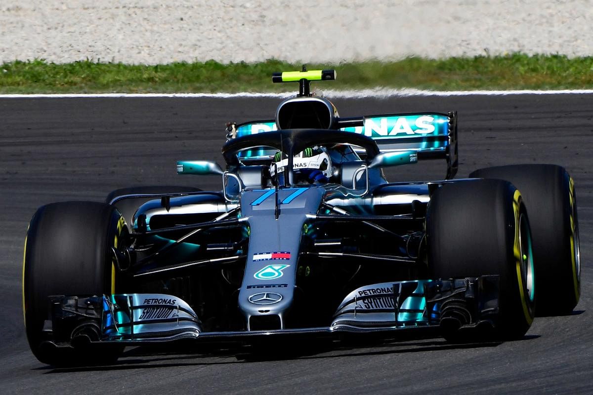 Mercedes' Valtteri Bottas during a practice session at the Circuit de Catalunya on Friday.
