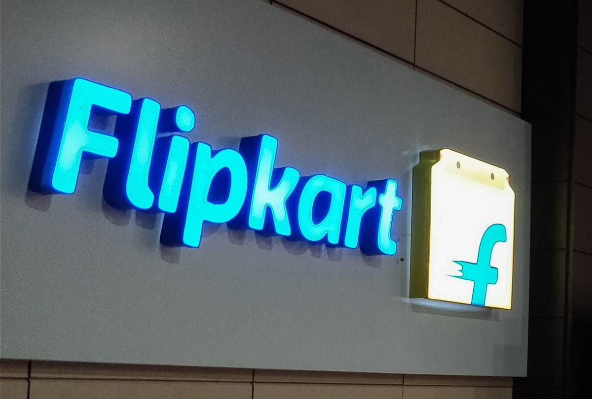 This photo taken on May 8, 2018 shows the logo of e-commerce company Flipkart at its headquarters in Bangalore. US retail behemoth Walmart is expected to announce May 9 that it is to buy a majority stake in India's largest e-commerce company Flipkart for