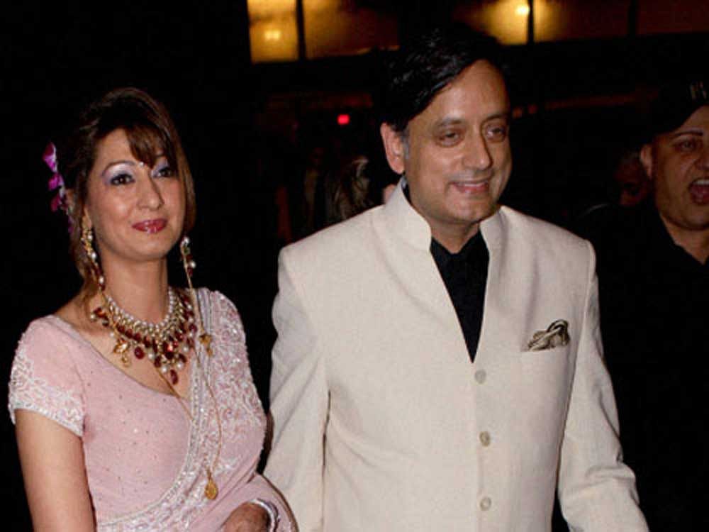 This file photo shows Shashi Tharoor with his wife Sunanda Pushkar.