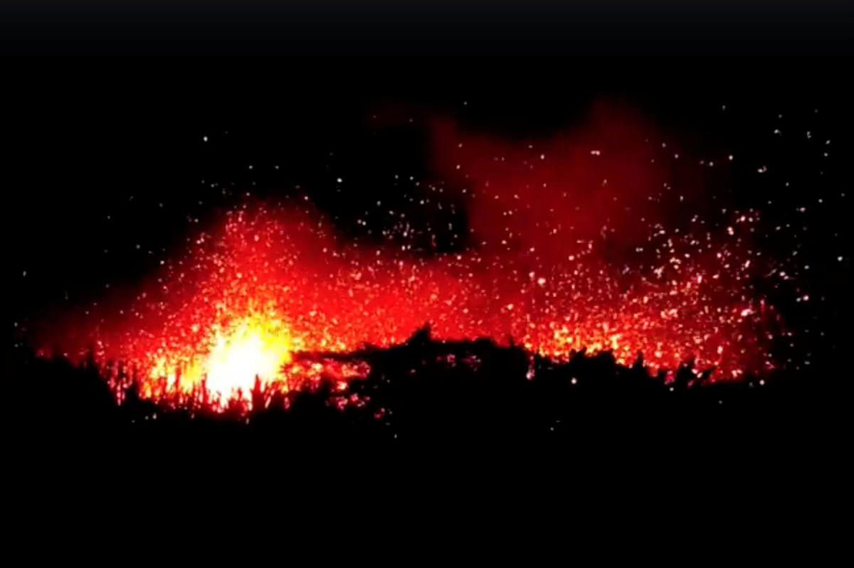 Lava spews from Hawaii's Kilauea volcano in this still image taken from a May 13, 2018 video obtained from social media. MANDATORY CREDIT. Josh Doran/via REUTERS