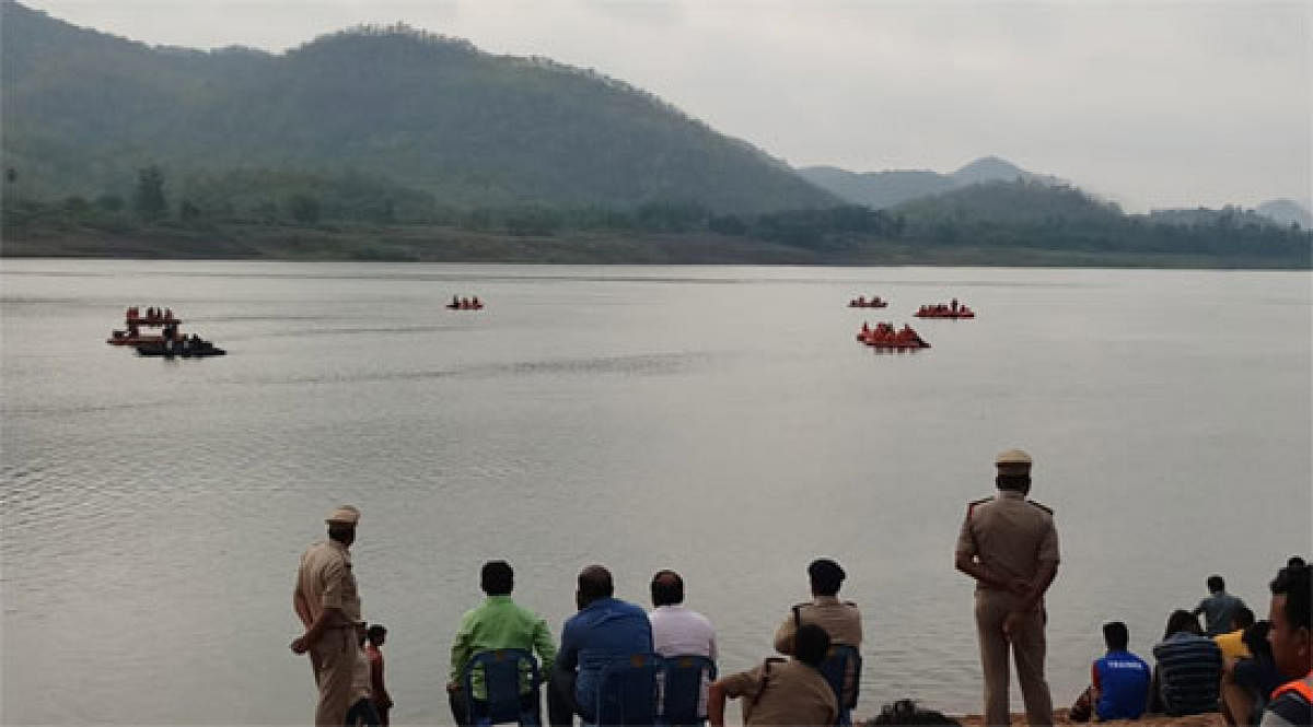 Accident spot where a boat carrying over 50 passengers capsized on Tuesday in Andhra Pradesh