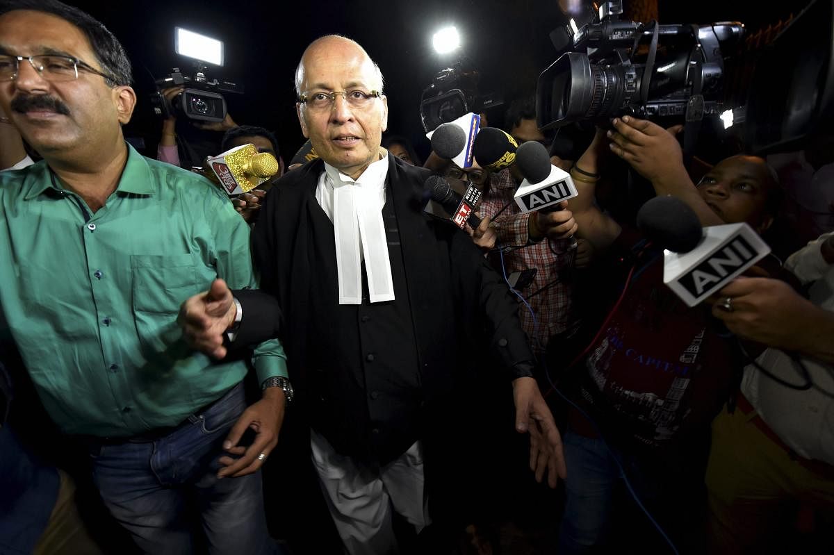 Senior Congress leader Abhishek Singhvi arrives at Supreme Court for the hearing of Congress &amp; JD(S) petition challenging Karnataka Governor's decision in New Delhi on Thursday.PTI Photo