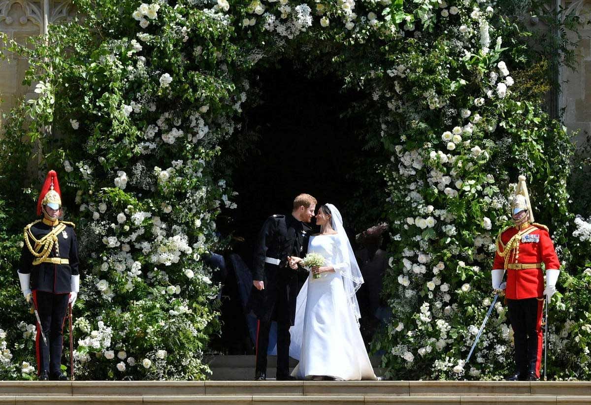 Prince Harry and Meghan Markle leave St George's Chapel in Windsor Castle after their wedding. in Windsor, Britain. Reuters Photo