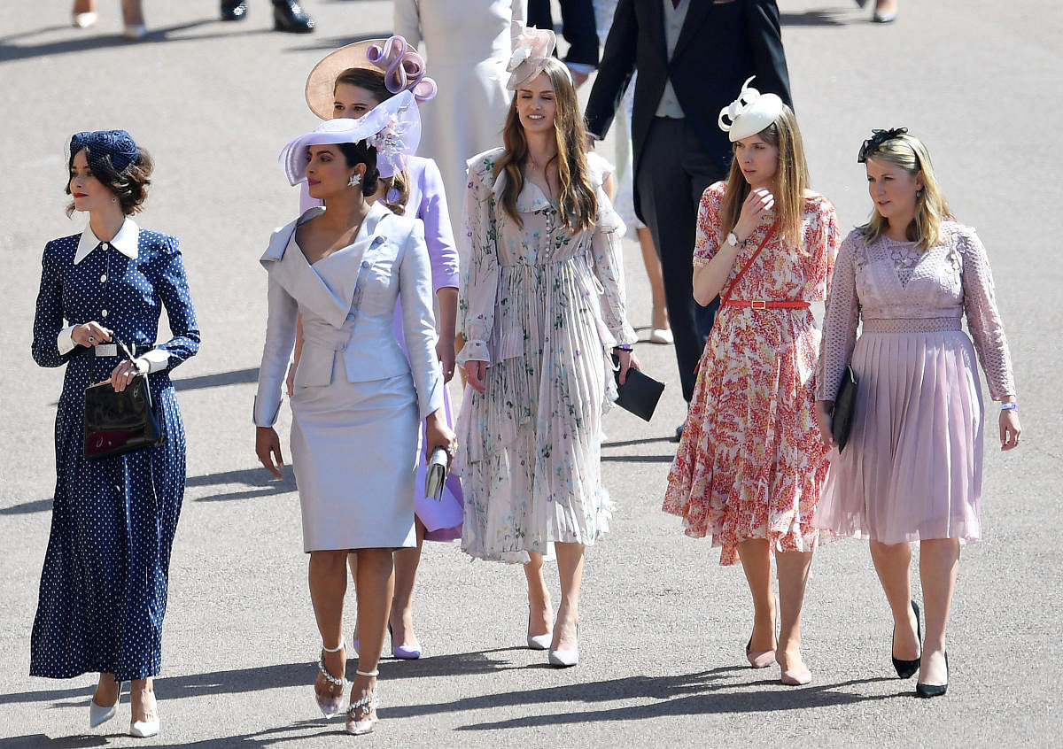 Priyanka Chopra arrives with other guests to the wedding of Prince Harry and Meghan Markle in Windsor. REUTERS