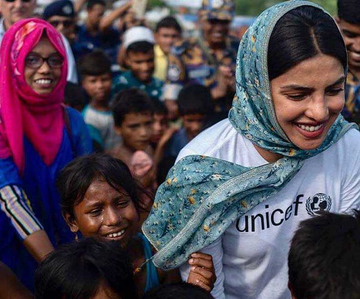 The 35-year-old Bollywood star, who is in on a field visit to Bangladesh, said the world needs to come together to give Rohingya refugee kids a secure future.