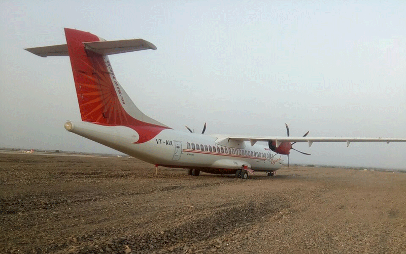 The aircraft is an ATR belonging to the Alliance Air, a subsidiary of Air India. DH photo