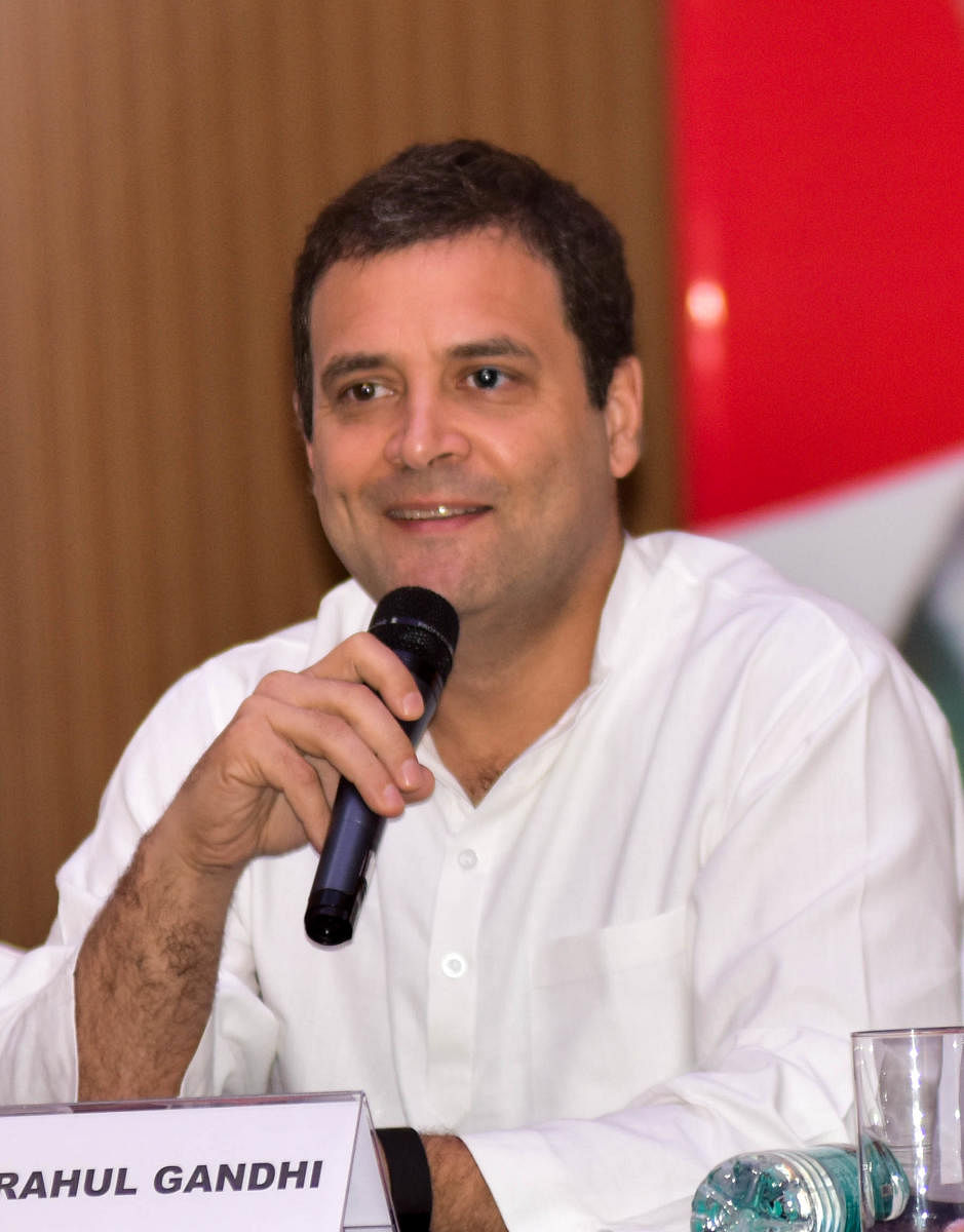 AICC president Rahul Gandhi at a press conference in Lalit Ashok, Bengaluru recently. DH Photo/ B H Shivakumar