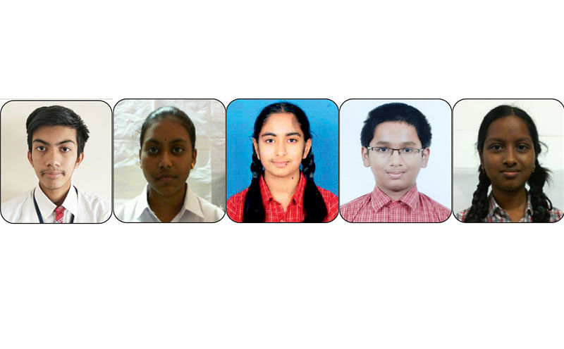 (from left) S Srinivas, Sri Amshu, Bhavana P, Subhan R and K Yasaswini 