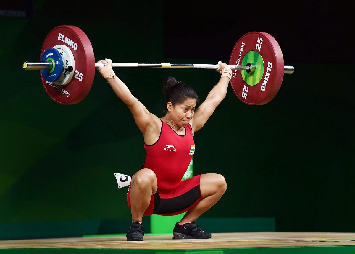 IN TROUBLE Weightlifter Sanjita Chanu during the Commonwealth Games in Gold Coast, in April. PTI FILE PHOTO