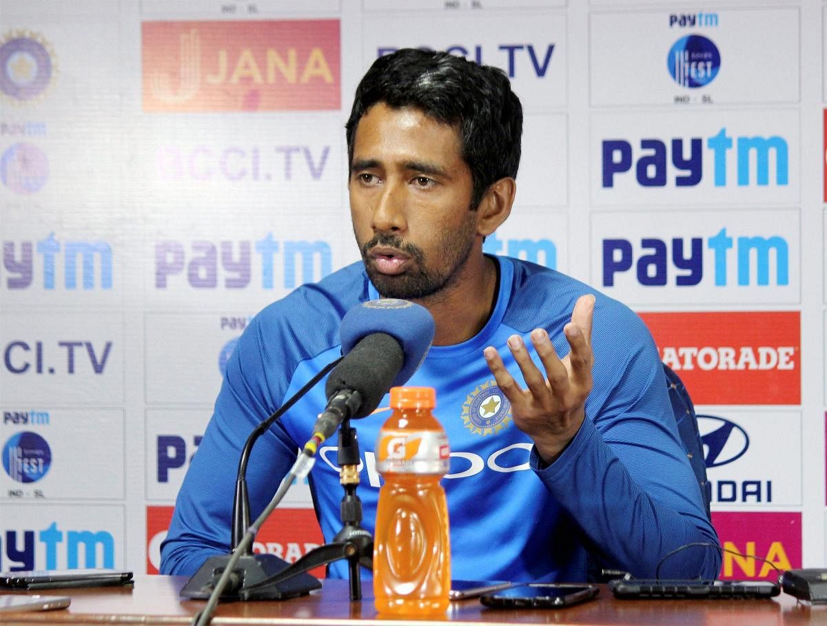 Wriddhiman Saha is yet to recover from a thumb injury. PTI