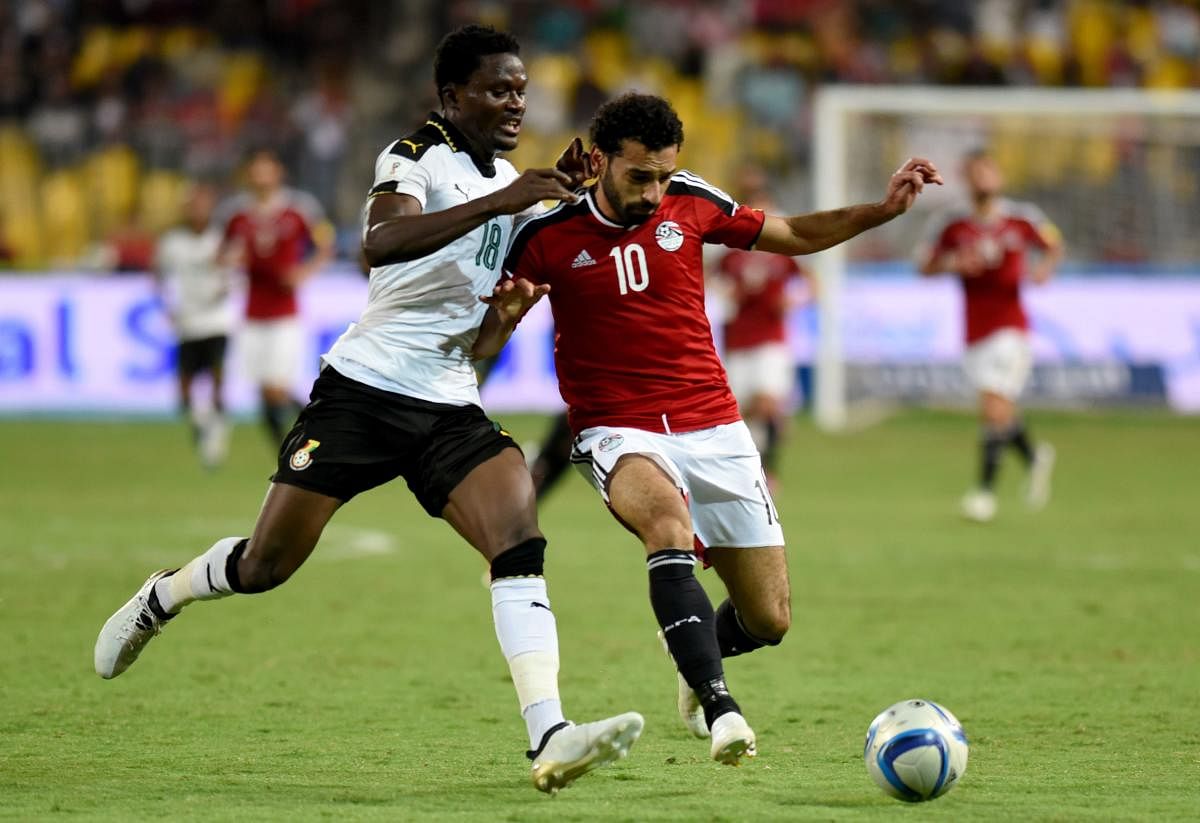 Mohamed Salah (right) has been included in Egypt's World Cup 23-man squad on Monday. AFP