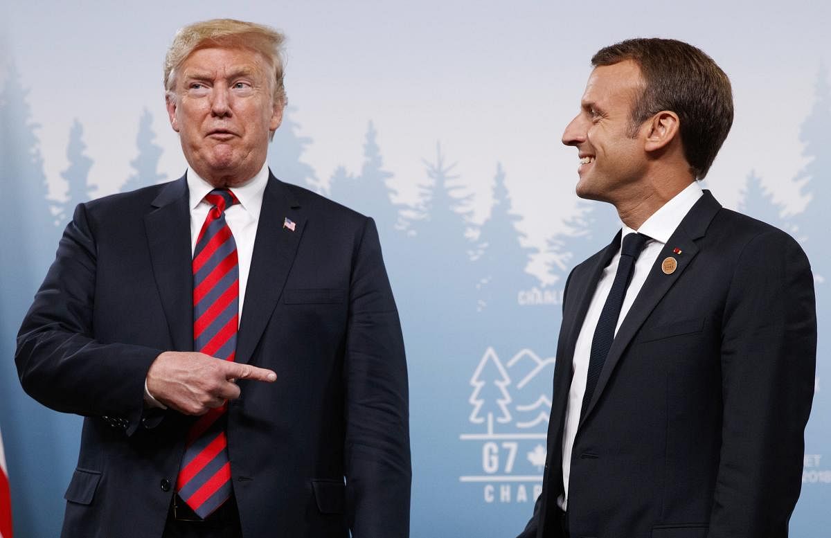 President Donald Trump meets with French President Emmanuel Macron during the G-7 summit Friday, June 8, 2018, in Charlevoix, Canada. (AP/PTI Photos)