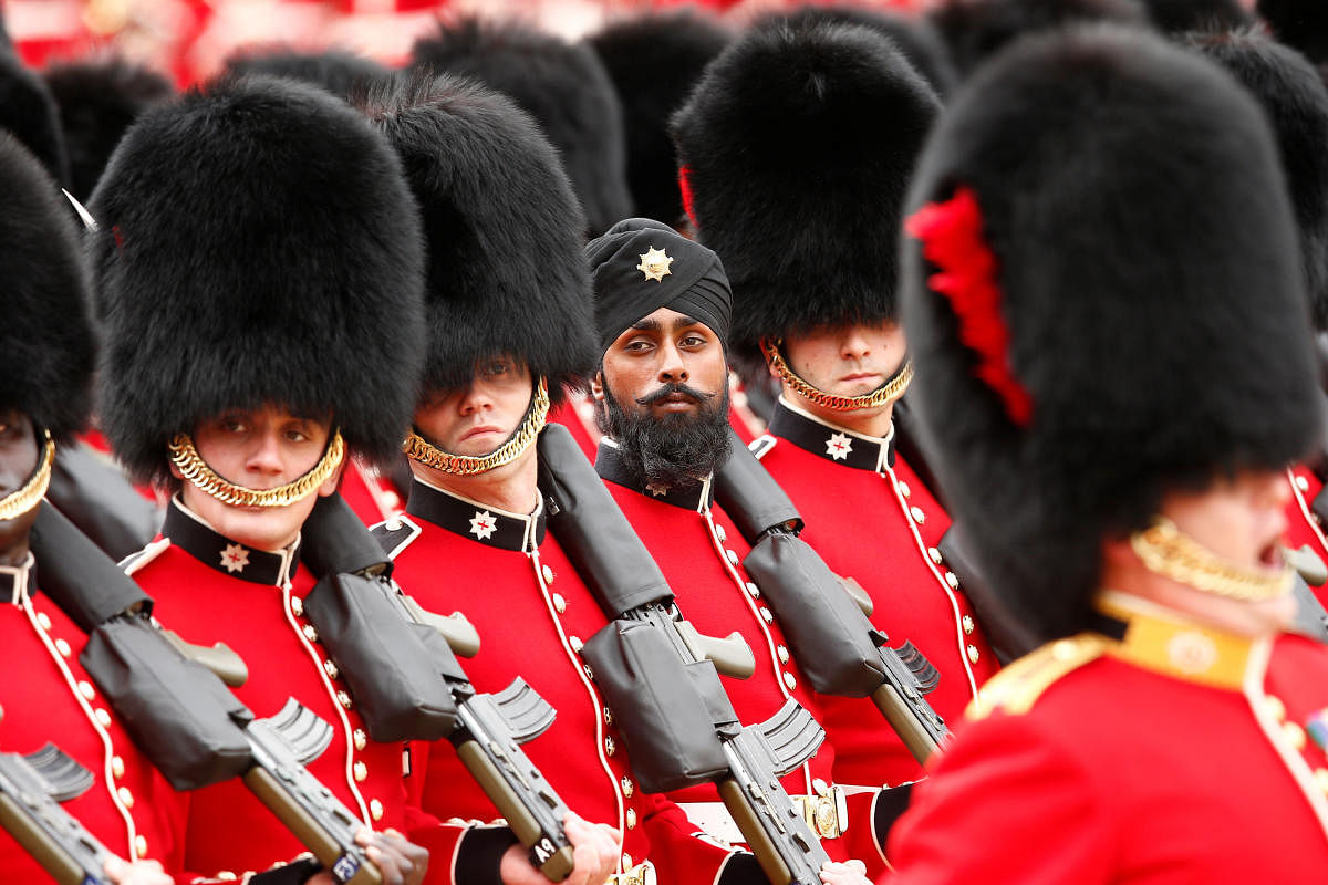 Guardsman Charanpreet Singh Lall, 22, will march among 1,000 soldiers taking part in Trooping the Colour ceremony which also marks the Queen's official birthday. Reuters Photo