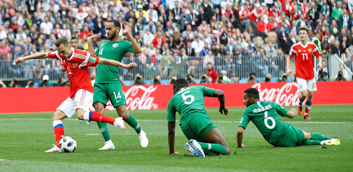 SUPERB START Despite coming to the home World Cup on the back of some poor results, Russia easily dispatched Saudi Arabia on Thursday.
