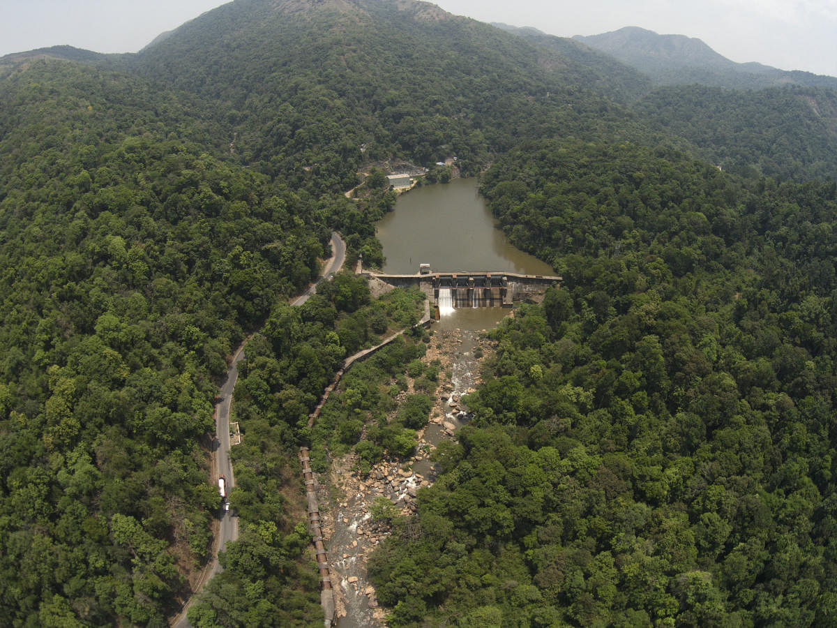 An aerial view of a small-scale hydropower project in the Western Ghats. KALYAN VARMA
