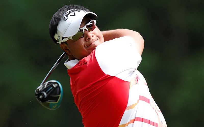 Kiradech Aphibarnrat of Thailand in action during the third round of the U S Open in Southampton, New York, on Saturday. (Reuters Photo)