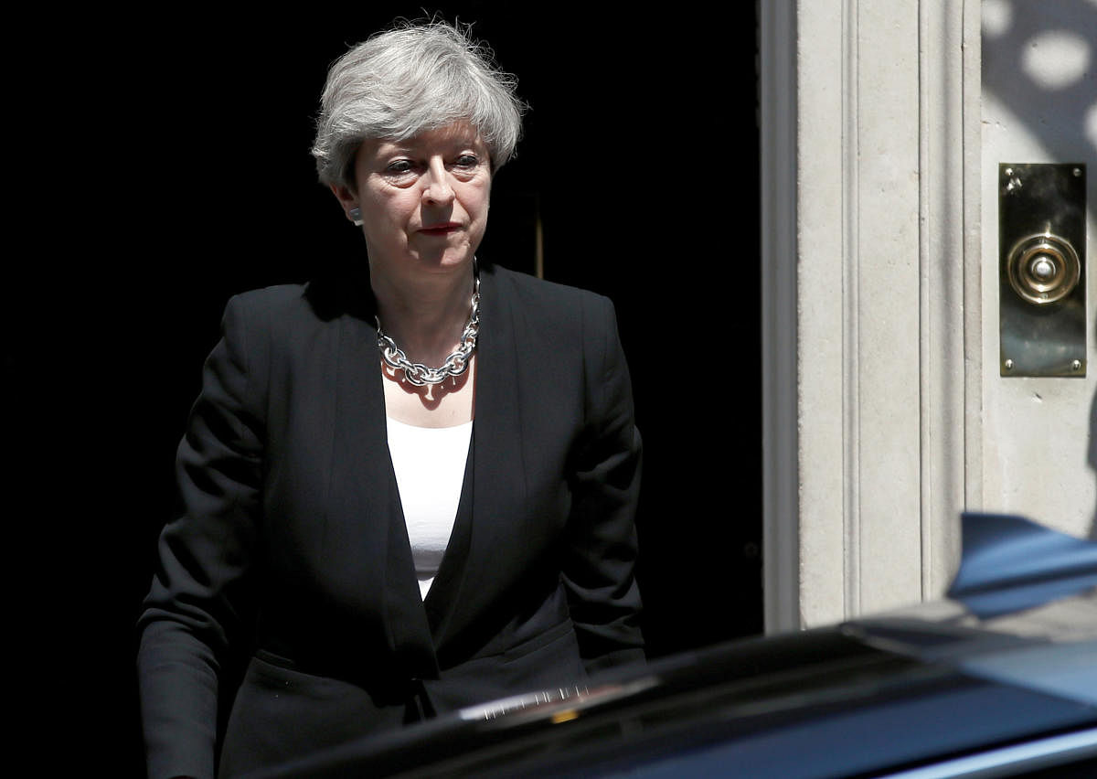 Britain's Prime Minister, Theresa May, leaves after speaking outside 10 Downing Street in central London. Reuters file photo
