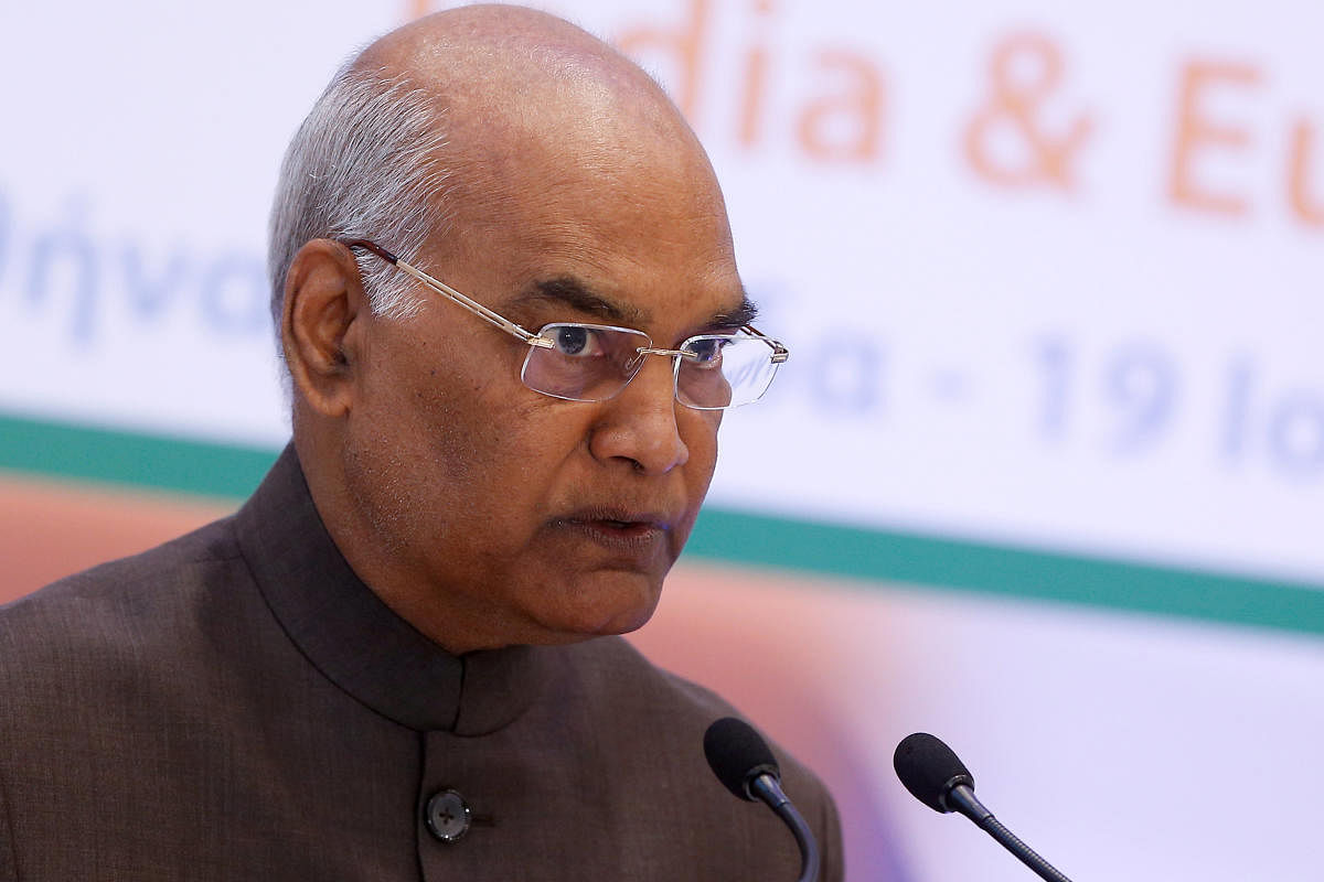 Indian President Ram Nath Kovind, seen here delivering a speech during a conference of the Hellenic Foundation for European and Foreign Policy (ELIAMEP) in Athens, Greece, June 19, 2018.REUTERS