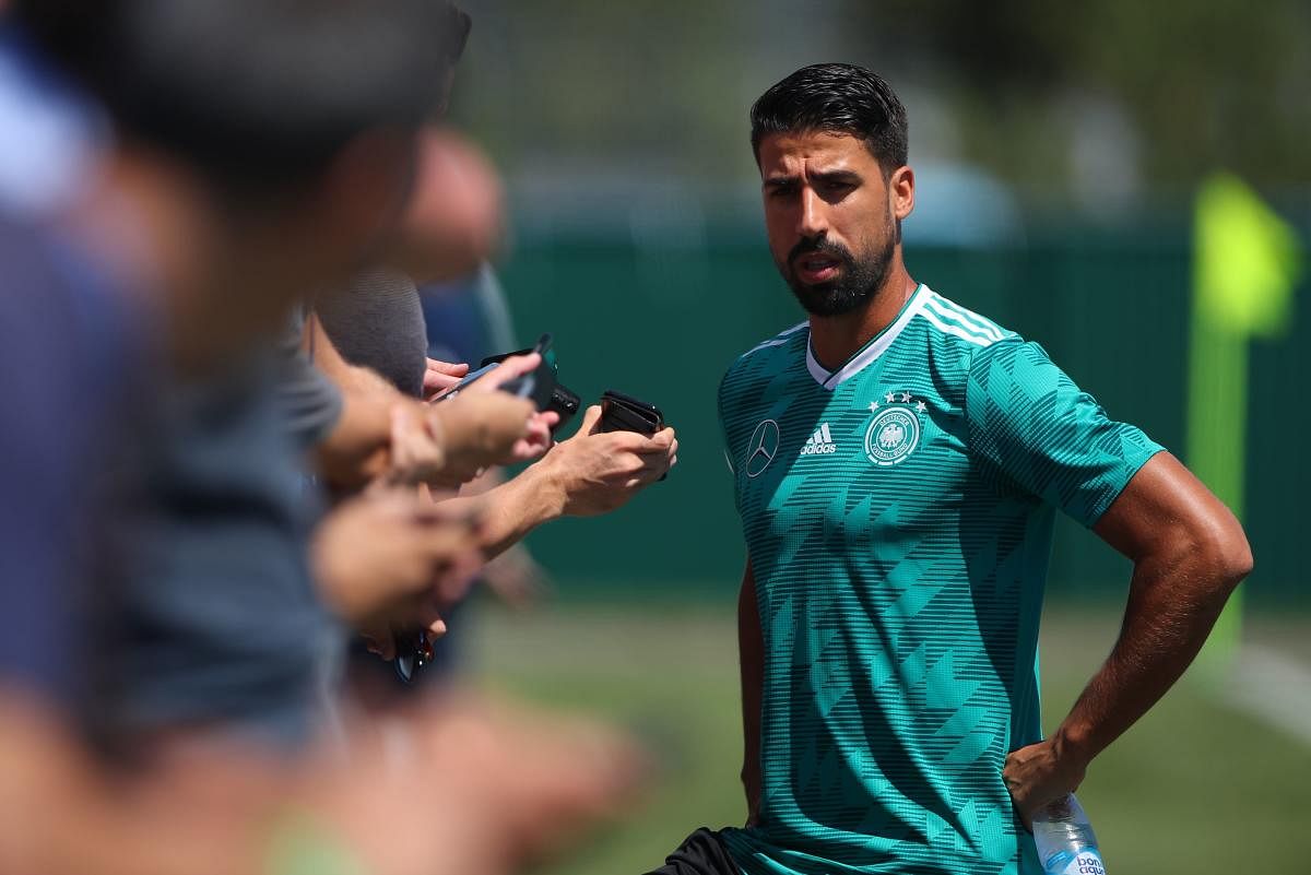Germany's Sami Khedira during a news conference. REUTERS