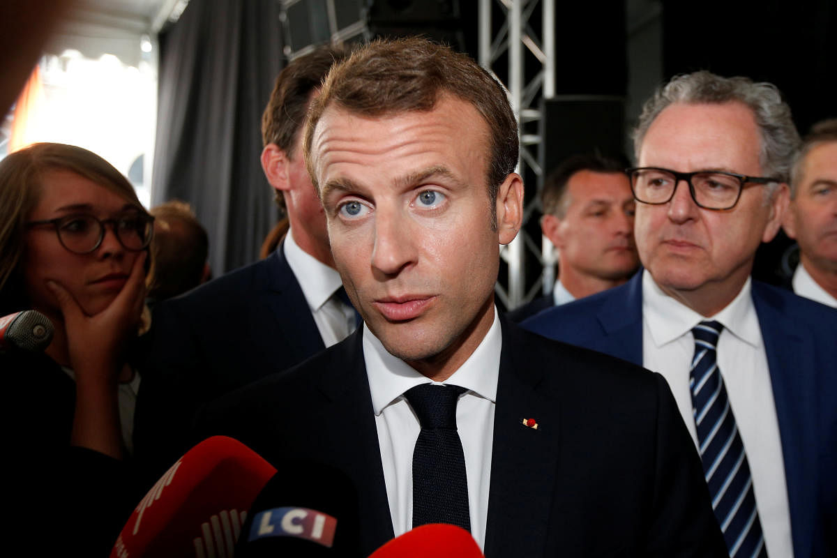 On a visit to Brittany three days before a meeting of European leaders to try resolve the continent's migrant crisis Macron urged the French not to give into anti-EU sentiment. (Reuters)