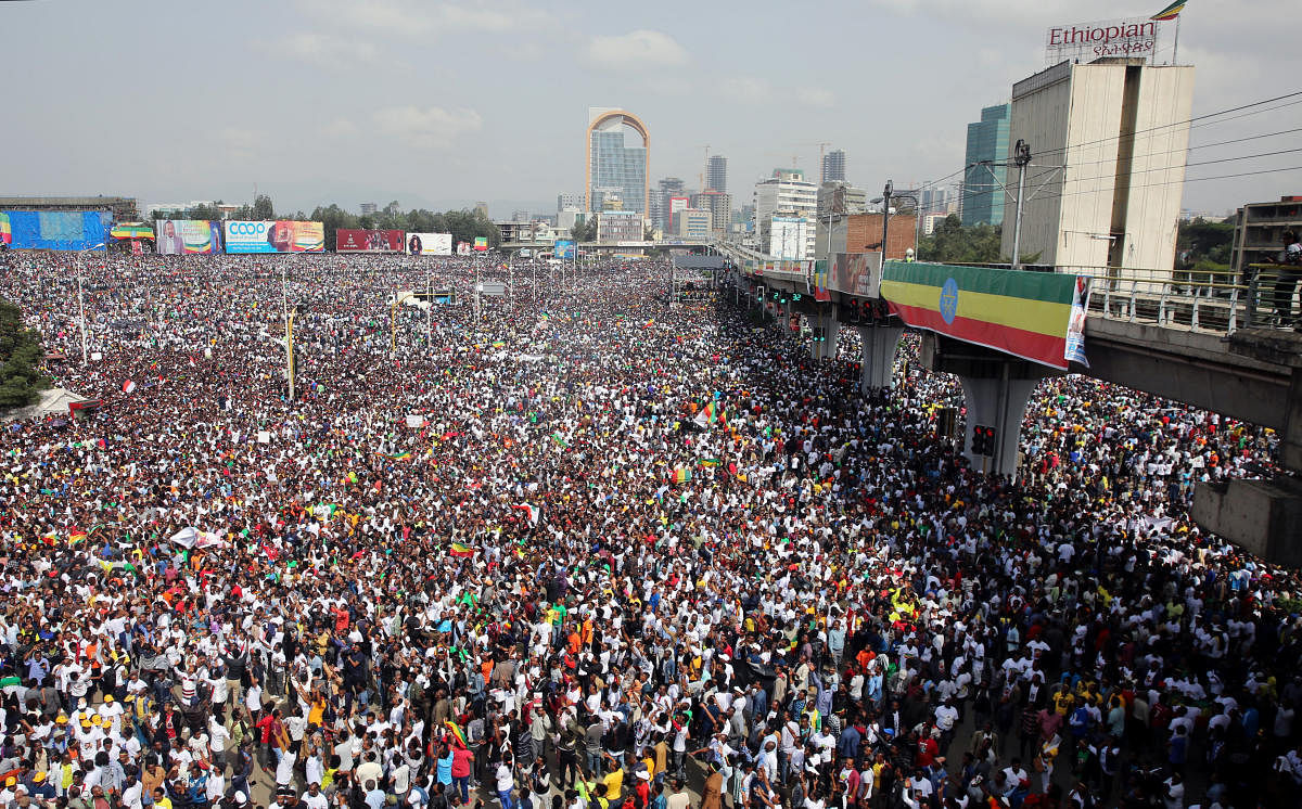 Ethiopians attend a rally in support of the new Prime Minister Abiy Ahmed in Addis Ababa, Ethiopia. Reuters photo