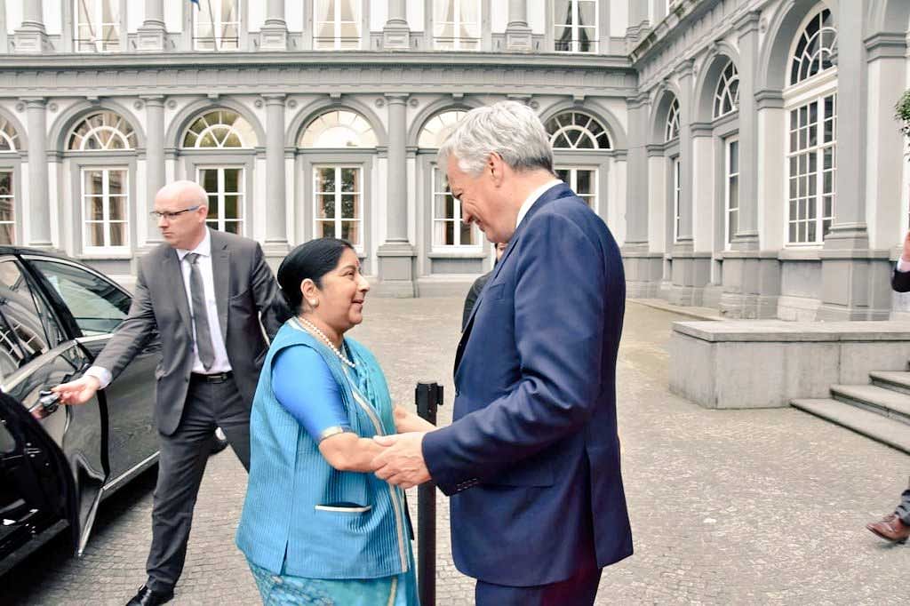 Delegation-level talks led by Foreign Minister Sushma Swaraj and Deputy PM and Foreign Minister of Belgium Didier Reynders. (Twitter/MEAIndia)