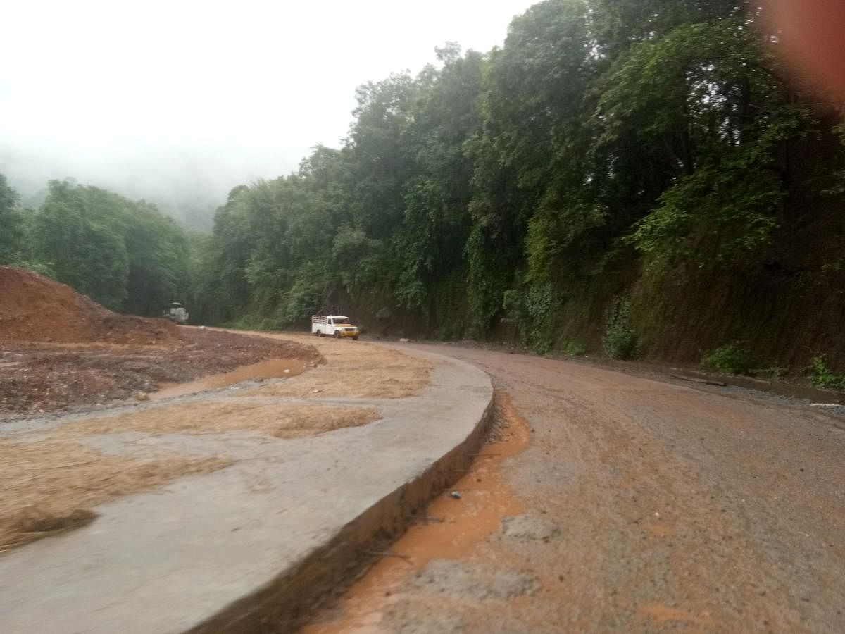 Work on concreting of three stretches in the Shiradi Ghat area is pending.