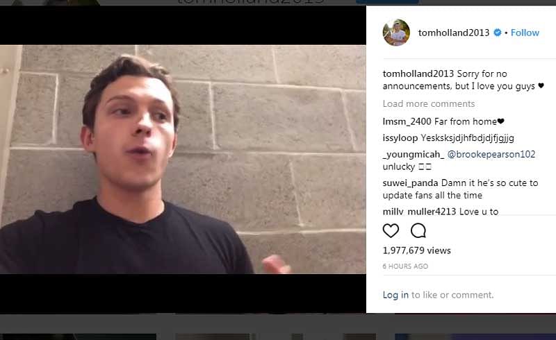 The 22-year-old actor revealed the name of his next stand-alone, which is "Spider-Man: Far From Home" in a faux pas on Instagram.