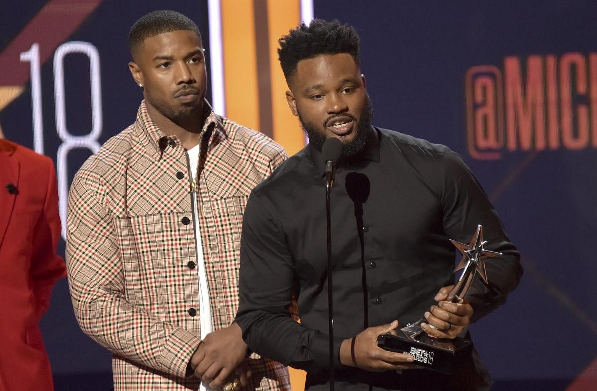 Michael B. Jordan, left, and Ryan Coogler accept the best movie award for "Black Panther" at the BET Awards at the Microsoft Theater on Sunday, June 24, 2018, in Los Angeles. (AP/PTI Photo)