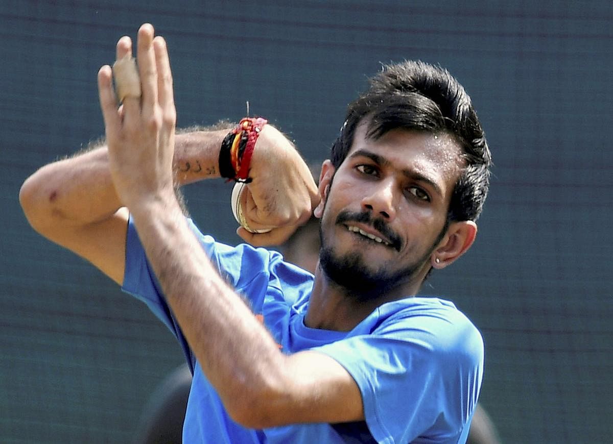Yuzvendra Chahal during a practice session at the MPCA Holkar Stadium in Indore. (PTI Photo)