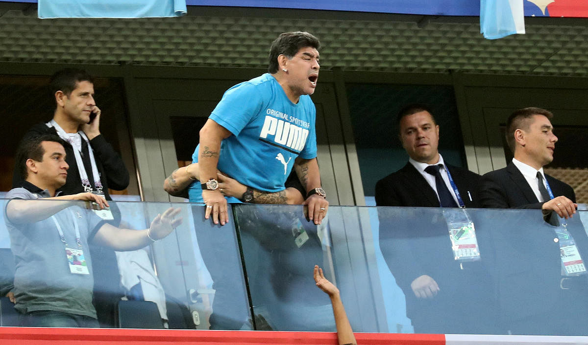 Diego Maradona in the stands. (Reuters Photo)