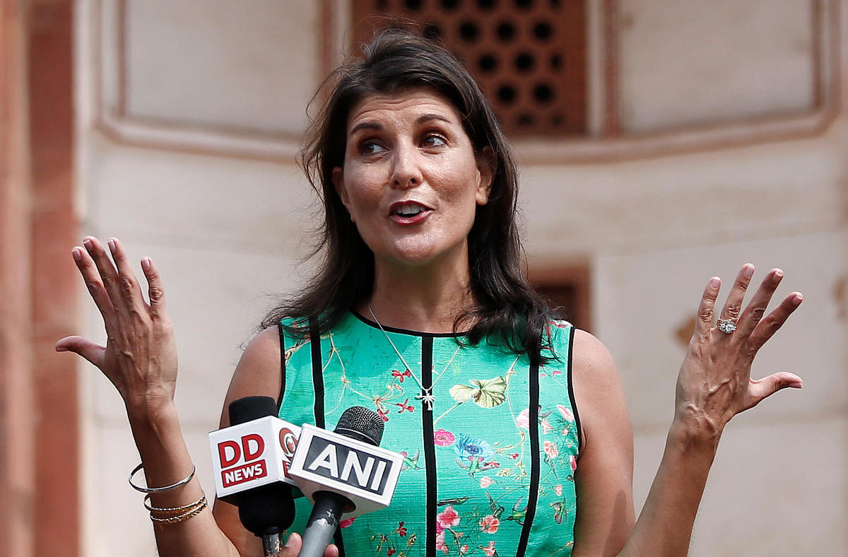 Haley, who is on her first visit to India after becoming US envoy to UN, asserted that religious freedom is as important as freedom of people and their rights. (Reuters Photo)