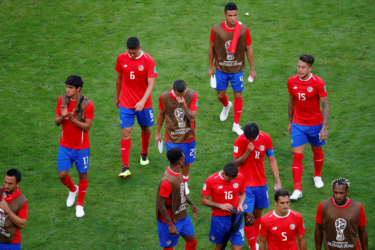 Costa Rica finished bottom of Group E with just one point to exit the tournament. Reuters