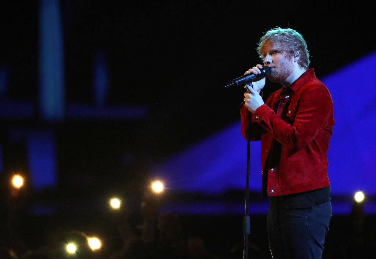 Ed Sheeran performs at the Brit Awards at the O2 Arena in London. (Reuters file photo)