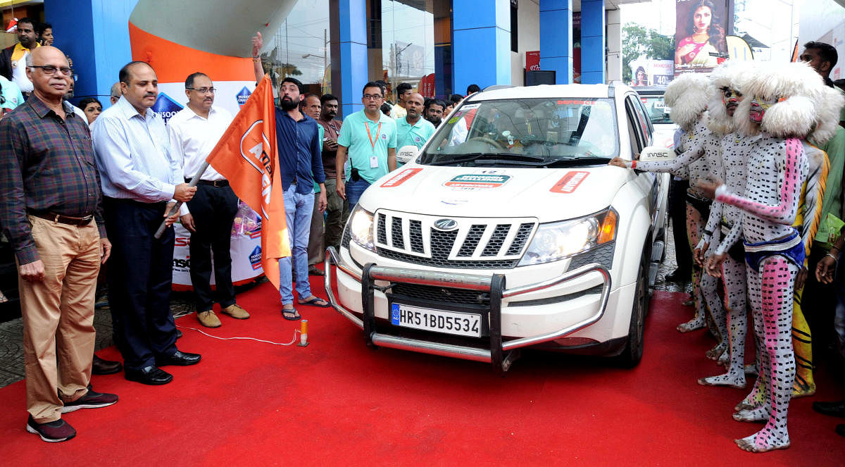 Commissioner of Police T R Suresh waved the flag to the first few vehicles.