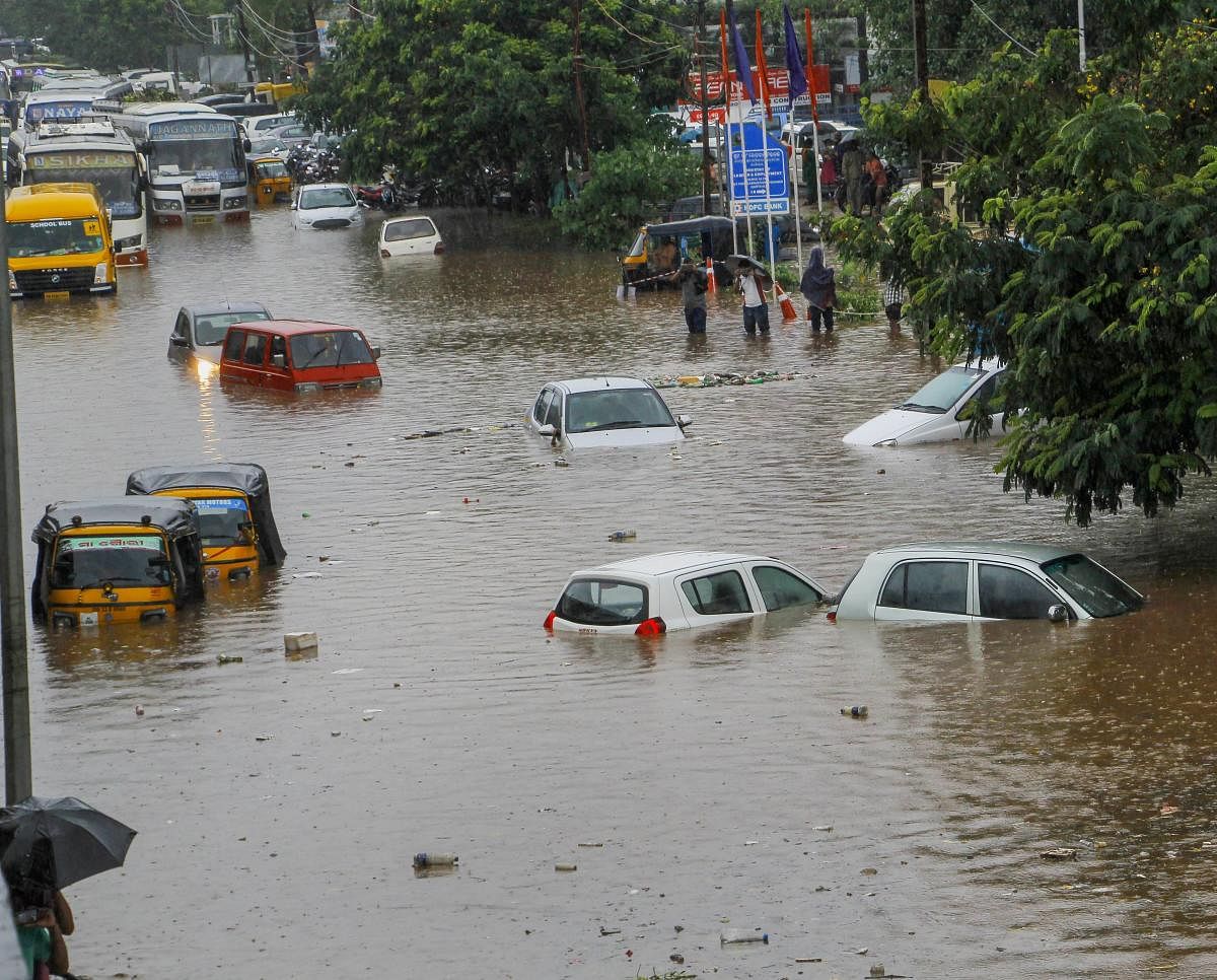 A view of a flooded road after heavy rain, in Bhubaneswar. (PTI File Pic)