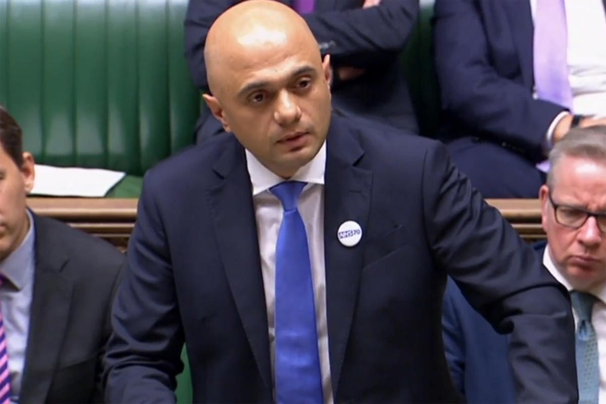 A video grab from footage broadcast by the UK Parliament's Parliamentary Recording Unit shows Britain's Home Secretary Sajid Javid making a statement on developments after a couple fell ill from exposure to a Soviet-made nerve agent near a town where a fo