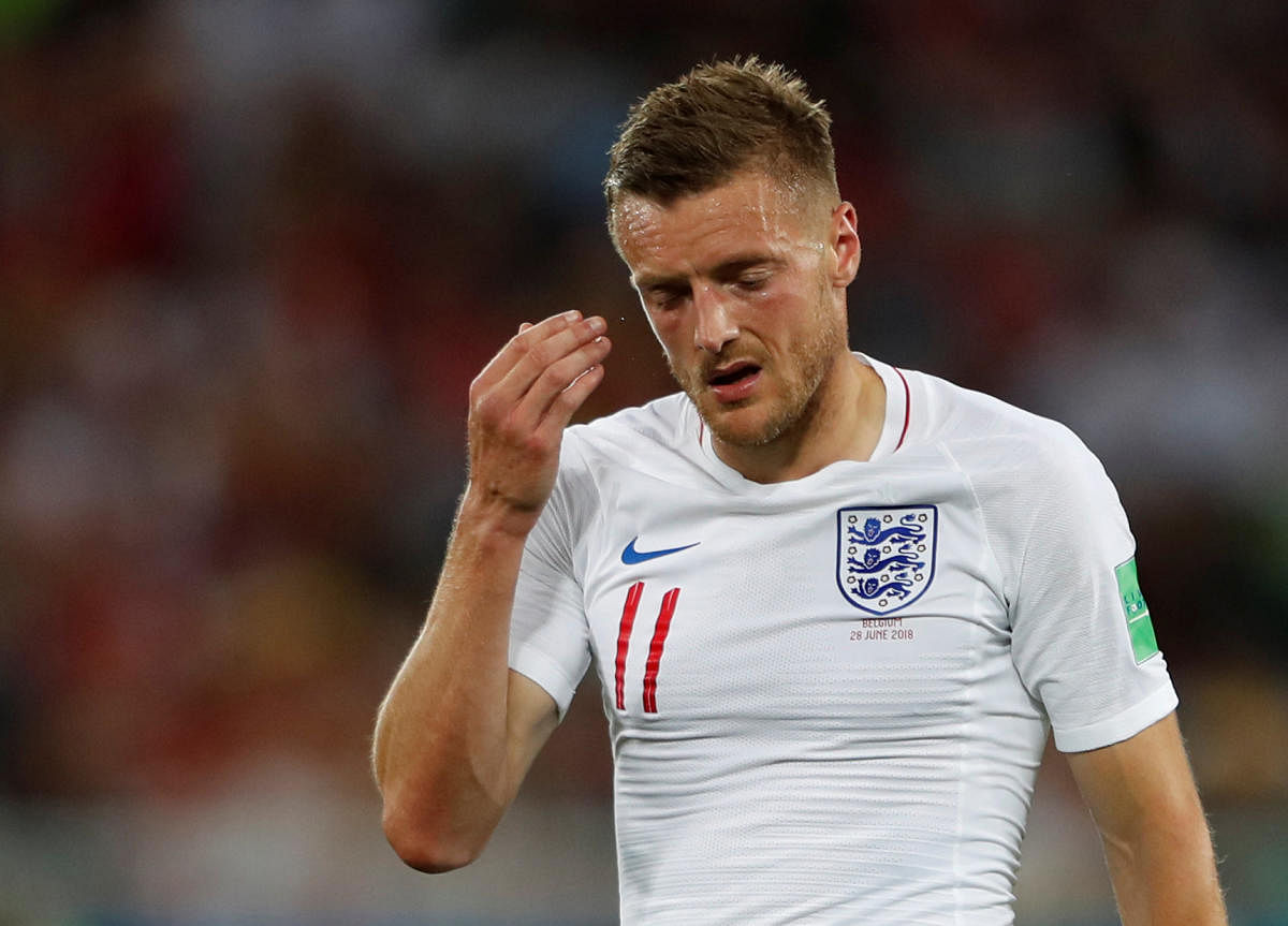 England's Jamie Vardy is suffering from groin strain and may miss the quarterfinal game against Sweden. REUTERS