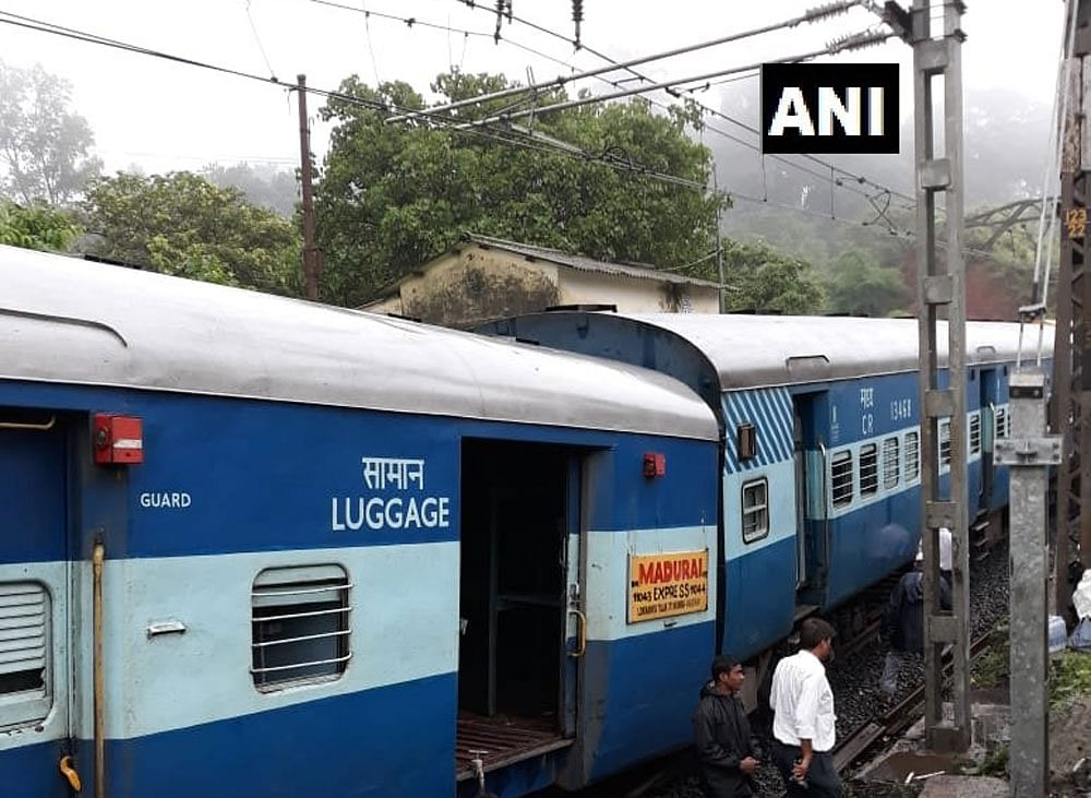 The coaches of the Madurai Express train after derailment. Twitter/ANI photo.