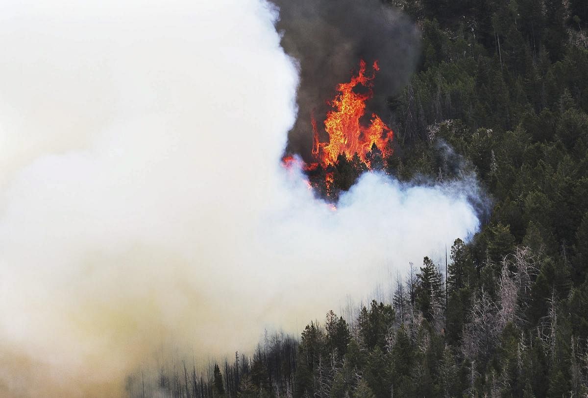 Flames of a wildfire rise near Duchesne, Utah. AP/PTI