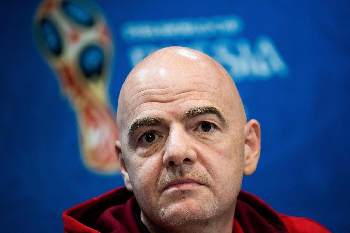FIFA President Gianni Infantino at a press conference in Moscow on Friday. AFP
